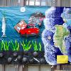 Oeuvre réalisée par les élèves de l'école  Jules Ferry à Brioude (43100) pour l'action pédagogique Rivières d'Images et Fleuves de Mots lors de la deuxième édition du colloque Des Saumons et des Hommes  organisé par SOS Loire Vivante en 2013