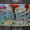 Oeuvre réalisée par un groupe de périscolaires  de la borie darles à Brioude (43100) pour l'action pédagogique Rivières d'Images et Fleuves de Mots lors de la deuxième édition du colloque Des Saumons et des Hommes  organisé par SOS Loire Vivante en 2013